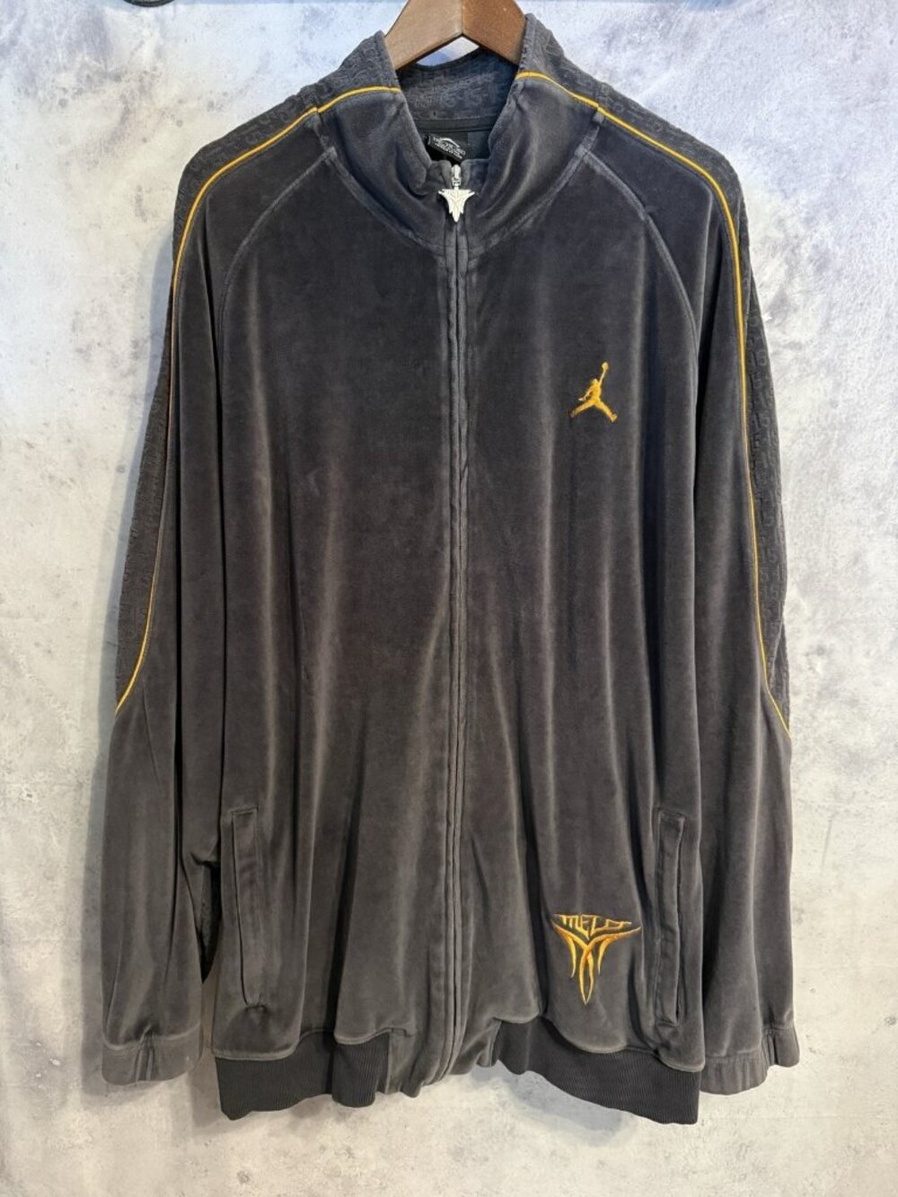 Nike Air Jordan Mens Melo Carmelo Anthony Gray Velour Full Zip Hoodie Jacket 2XL